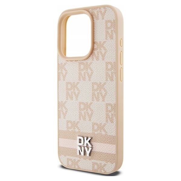 DKNY DKNY DKHCP15XPCPTSSP iPhone 15 Pro Max 6.7" różowy/pink hardcase Leather Checkered Mono Pattern & Printed Stripes