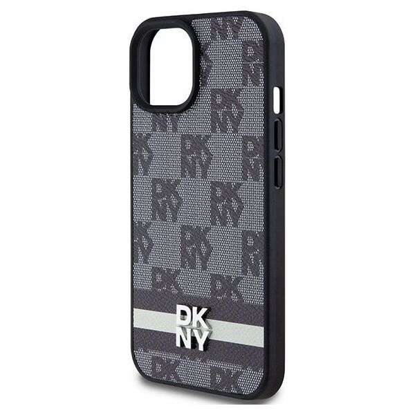 DKNY DKNY DKHCP15SPCPTSSK iPhone 15 / 14 / 13 6.1" czarny/black hardcase Leather Checkered Mono Pattern & Printed Stripes