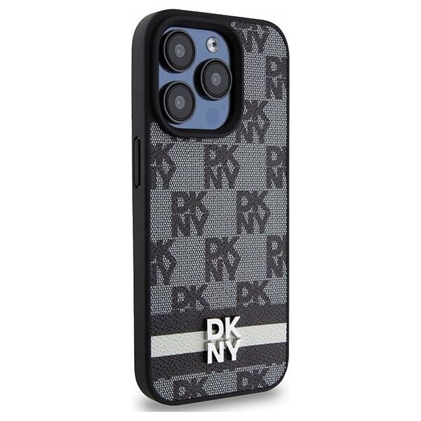 DKNY DKNY DKHCP15XPCPTSSK iPhone 15 Pro Max 6.7" czarny/black hardcase Leather Checkered Mono Pattern & Printed Stripes
