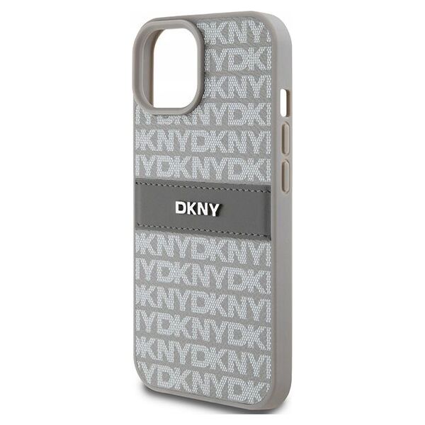 DKNY DKNY DKHCP15SPRTHSLE iPhone 15 / 14 / 13 6.1" beżowy/beige hardcase Leather Mono Stripe & Metal Logo