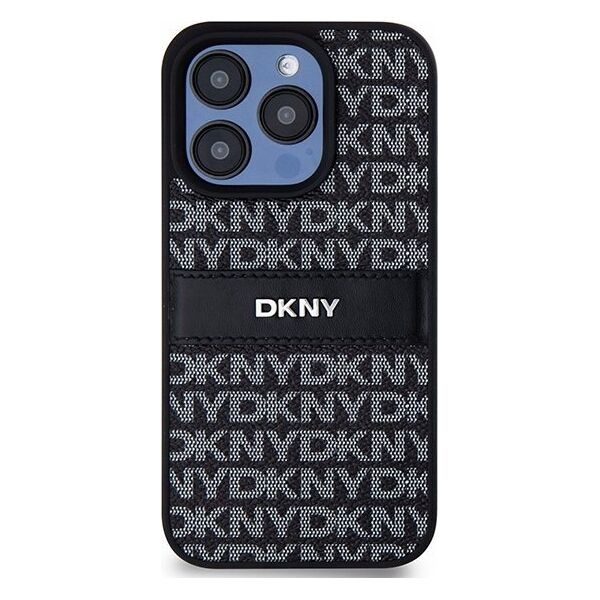 DKNY DKNY DKHCP15XPRTHSLK iPhone 15 Pro Max 6.7" czarny/black hardcase Leather Mono Stripe & Metal Logo