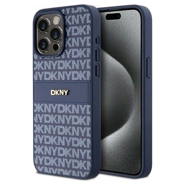 DKNY DKNY DKHCP15XPRTHSLB iPhone 15 Pro Max 6.7" niebieski/blue hardcase Leather Mono Stripe & Metal Logo