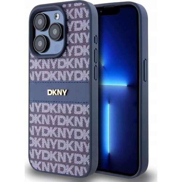 DKNY DKNY DKHCP15XPRTHSLB iPhone 15 Pro Max 6.7" niebieski/blue hardcase Leather Mono Stripe & Metal Logo