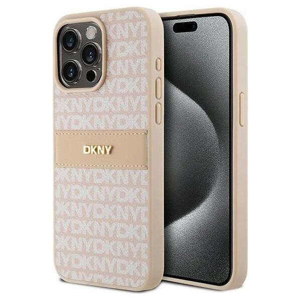 DKNY DKNY DKHCP15XPRTHSLP iPhone 15 Pro Max 6.7" różowy/pink hardcase Leather Mono Stripe & Metal Logo