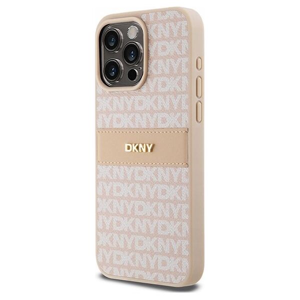 DKNY DKNY DKHCP15XPRTHSLP iPhone 15 Pro Max 6.7" różowy/pink hardcase Leather Mono Stripe & Metal Logo