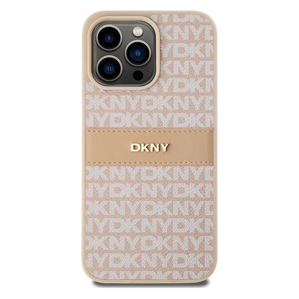 DKNY DKNY DKHCP15XPRTHSLP iPhone 15 Pro Max 6.7" różowy/pink hardcase Leather Mono Stripe & Metal Logo