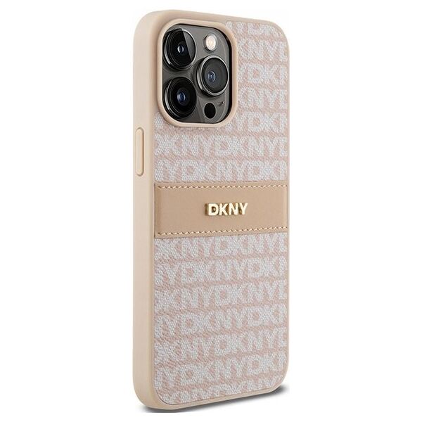 DKNY DKNY DKHCP15XPRTHSLP iPhone 15 Pro Max 6.7" różowy/pink hardcase Leather Mono Stripe & Metal Logo