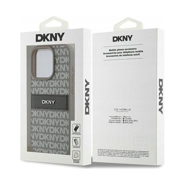 DKNY DKNY DKHCP15XPRTHSLE iPhone 15 Pro Max 6.7" beżowy/beige hardcase Leather Mono Stripe & Metal Logo