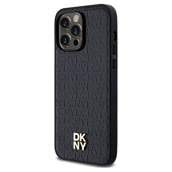 DKNY DKNY DKHMP13XPSHRPSK iPhone 13 Pro Max 6.7" czarny/black hardcase Leather Pattern Metal Logo MagSafe