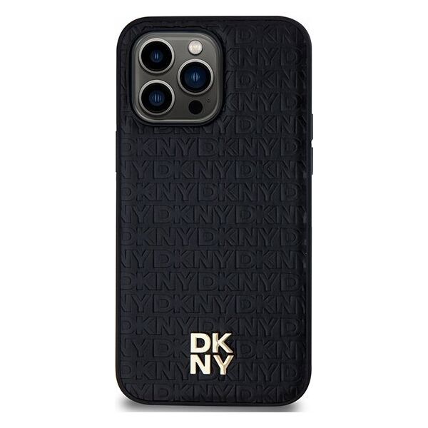DKNY DKNY DKHMP14LPSHRPSK iPhone 14 Pro 6.1" czarny/black hardcase Leather Pattern Metal Logo MagSafe