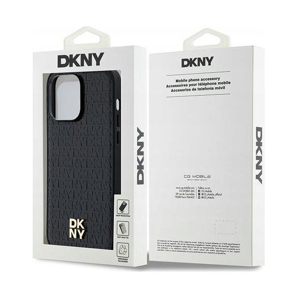 DKNY DKNY DKHMP14LPSHRPSK iPhone 14 Pro 6.1" czarny/black hardcase Leather Pattern Metal Logo MagSafe