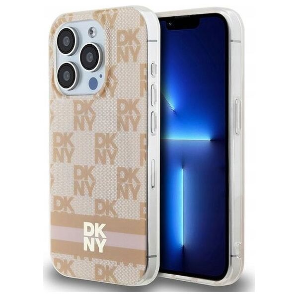 DKNY DKNY DKHMP15LHCPTSP iPhone 15 Pro 6.1" różowy/pink hardcase IML Checkered Mono Pattern & Printed Stripes MagSafe