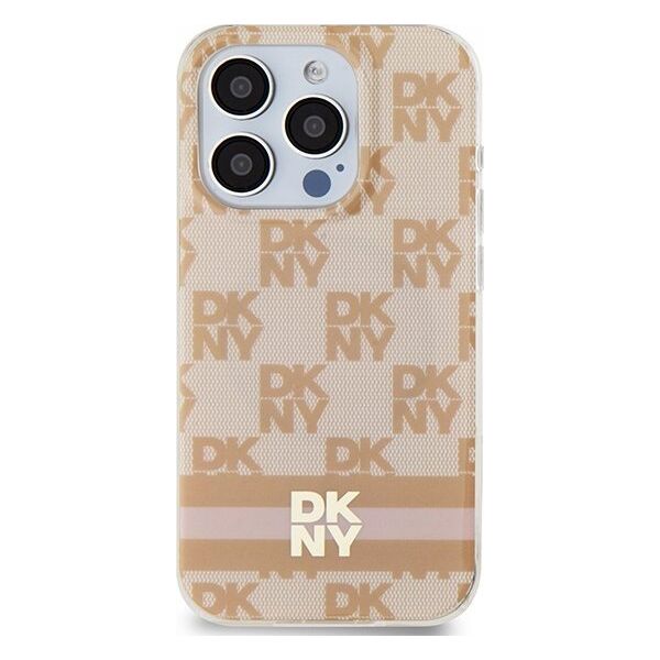 DKNY DKNY DKHMP15LHCPTSP iPhone 15 Pro 6.1" różowy/pink hardcase IML Checkered Mono Pattern & Printed Stripes MagSafe