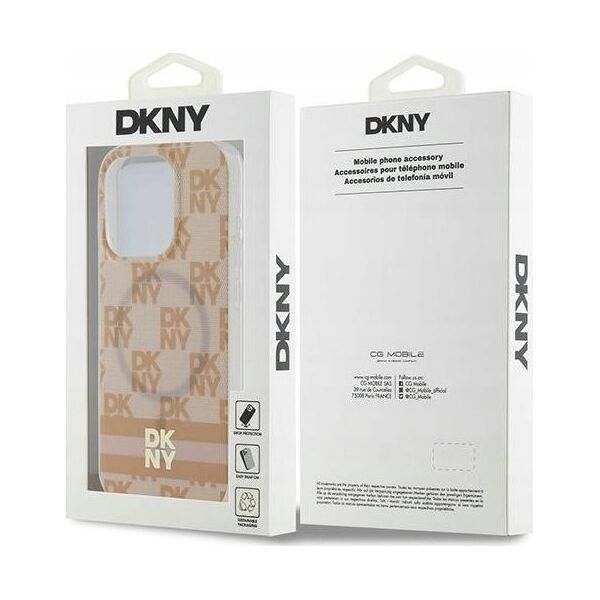 DKNY DKNY DKHMP15LHCPTSP iPhone 15 Pro 6.1" różowy/pink hardcase IML Checkered Mono Pattern & Printed Stripes MagSafe