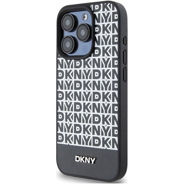 DKNY DKNY DKHMP15LPSOSPK iPhone 15 Pro 6.1" czarny/black hardcase Leather Printed Pattern Metal Logo MagSafe