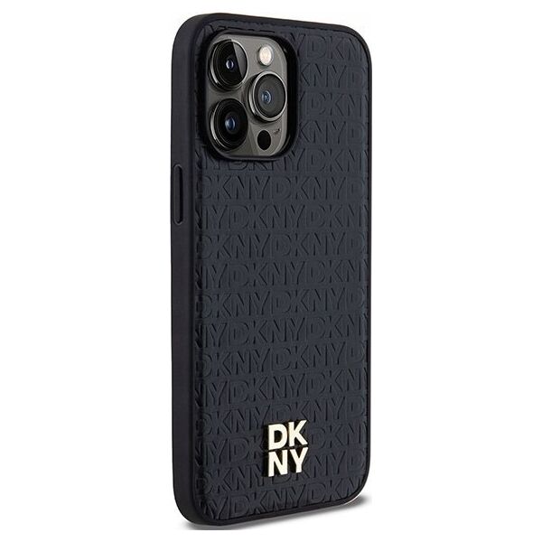 DKNY DKNY DKHMP14XPSHRPSK iPhone 14 Pro Max 6.7" czarny/black hardcase Leather Monogram Pattern Metal Logo MagSafe