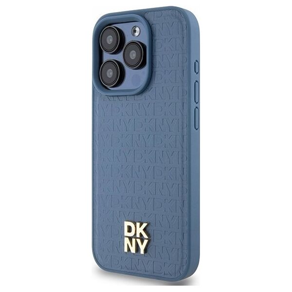 DKNY DKNY DKHMP15LPSHRPSB iPhone 15 Pro 6.1" niebieski/blue hardcase Leather Monogram Pattern Metal Logo MagSafe