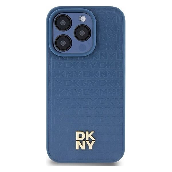 DKNY DKNY DKHMP15LPSHRPSB iPhone 15 Pro 6.1" niebieski/blue hardcase Leather Monogram Pattern Metal Logo MagSafe