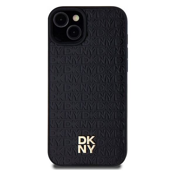 DKNY DKNY DKHMP15SPSHRPSK iPhone 15 / 14 / 13 6.1" czarny/black hardcase Leather Pattern Metal Logo MagSafe