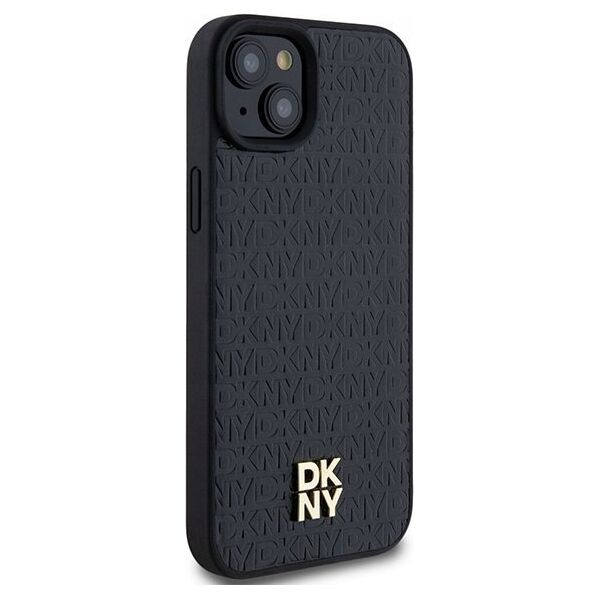 DKNY DKNY DKHMP15SPSHRPSK iPhone 15 / 14 / 13 6.1" czarny/black hardcase Leather Pattern Metal Logo MagSafe