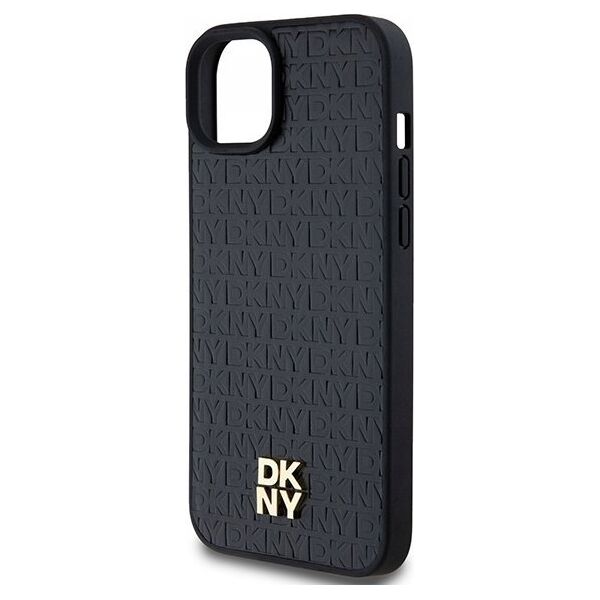 DKNY DKNY DKHMP15SPSHRPSK iPhone 15 / 14 / 13 6.1" czarny/black hardcase Leather Pattern Metal Logo MagSafe