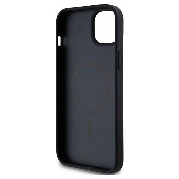 DKNY DKNY DKHMP15SPSHRPSK iPhone 15 / 14 / 13 6.1" czarny/black hardcase Leather Pattern Metal Logo MagSafe