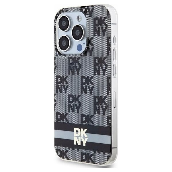DKNY DKNY DKHMP15XHCPTSK iPhone 15 Pro Max 6.7" czarny/black hardcase IML Checkered Mono Pattern & Printed Stripes MagSafe