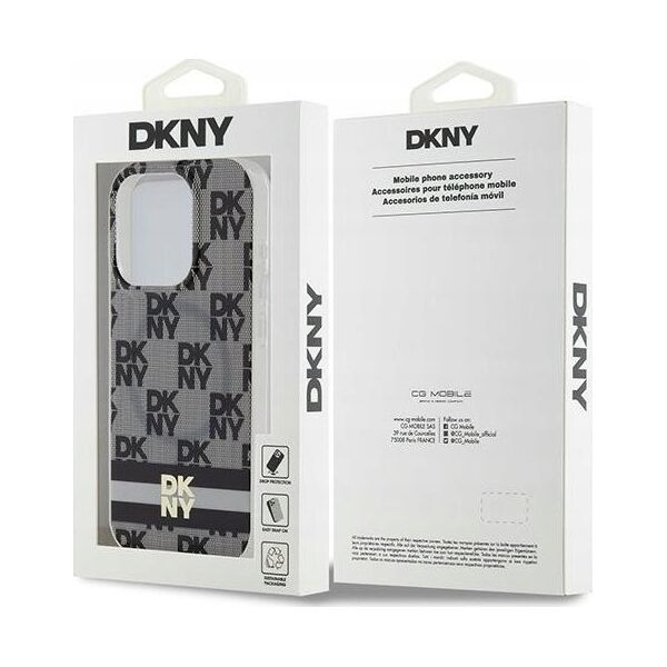 DKNY DKNY DKHMP15XHCPTSK iPhone 15 Pro Max 6.7" czarny/black hardcase IML Checkered Mono Pattern & Printed Stripes MagSafe