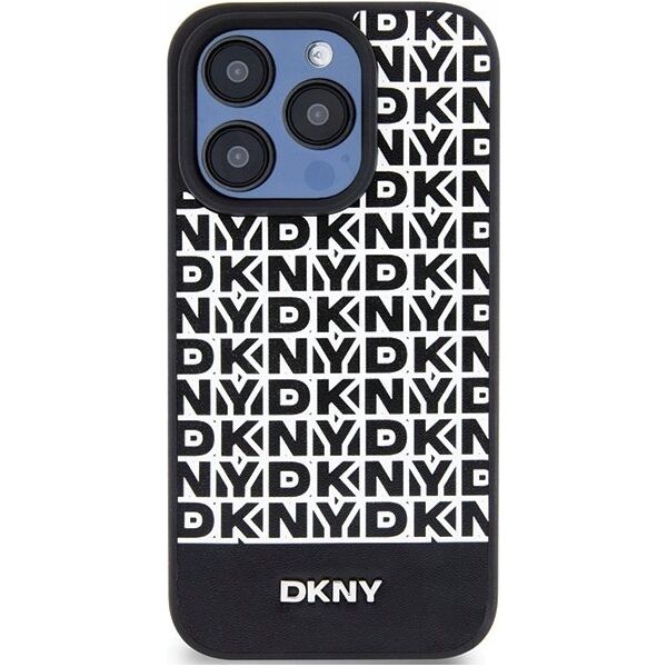 DKNY DKNY DKHMP15XPSOSPK iPhone 15 Pro Max 6.7" czarny/black hardcase Leather Printed Pattern Metal Logo MagSafe