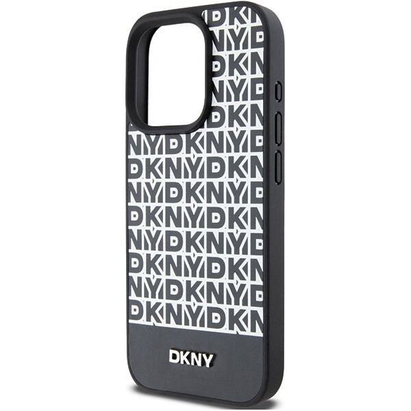 DKNY DKNY DKHMP15XPSOSPK iPhone 15 Pro Max 6.7" czarny/black hardcase Leather Printed Pattern Metal Logo MagSafe
