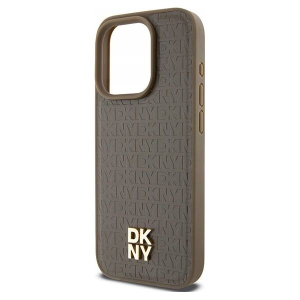 DKNY DKNY DKHMP15XPSHRPSW iPhone 15 Pro Max 6.7" brown/brown hardcase Leather Pattern Metal Logo MagSafe