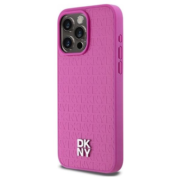 DKNY DKNY DKHMP15XPSHRPSP iPhone 15 Pro Max 6.7" różowy/pink hardcase Leather Monogram Pattern Metal Logo MagSafe