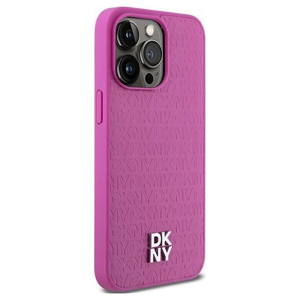 DKNY DKNY DKHMP15XPSHRPSP iPhone 15 Pro Max 6.7" różowy/pink hardcase Leather Monogram Pattern Metal Logo MagSafe