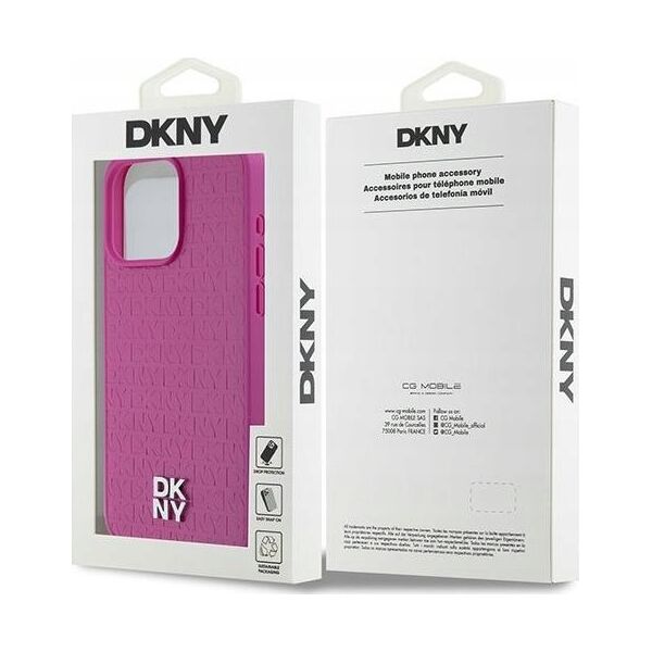 DKNY DKNY DKHMP15XPSHRPSP iPhone 15 Pro Max 6.7" różowy/pink hardcase Leather Monogram Pattern Metal Logo MagSafe