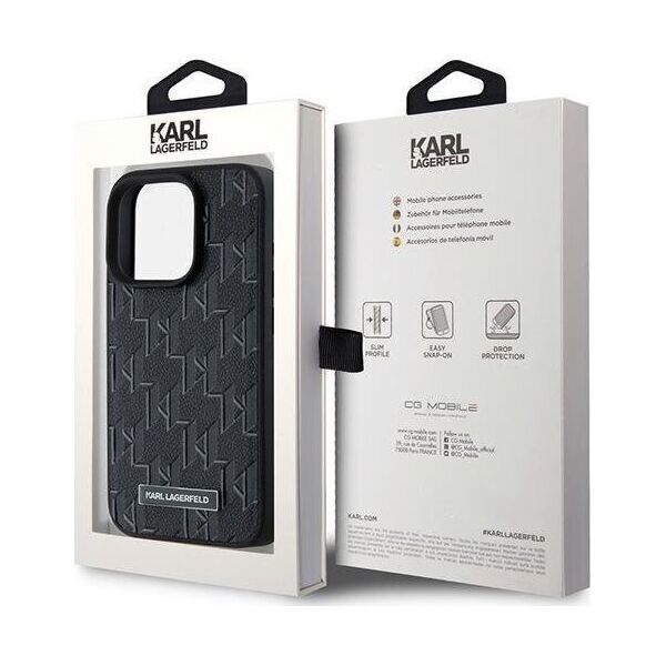 Karl Lagerfeld Karl Lagerfeld KLHMP15XPKHPORPK iPhone 15 Pro Max 6.7" hardcase czarny/black Leather Monogram Metal Logo