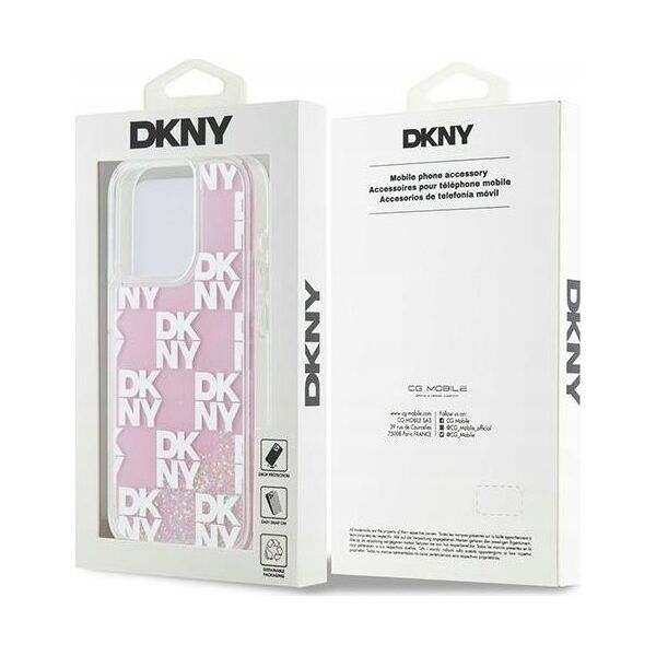 DKNY DKNY Liquid Glitter Multilogo - Etui iPhone 15 Pro (różowy)