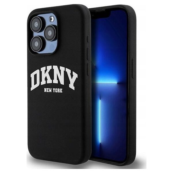 DKNY DKNY Liquid Silicone White Printed Logo MagSafe - Etui iPhone 14 Pro (czarny)