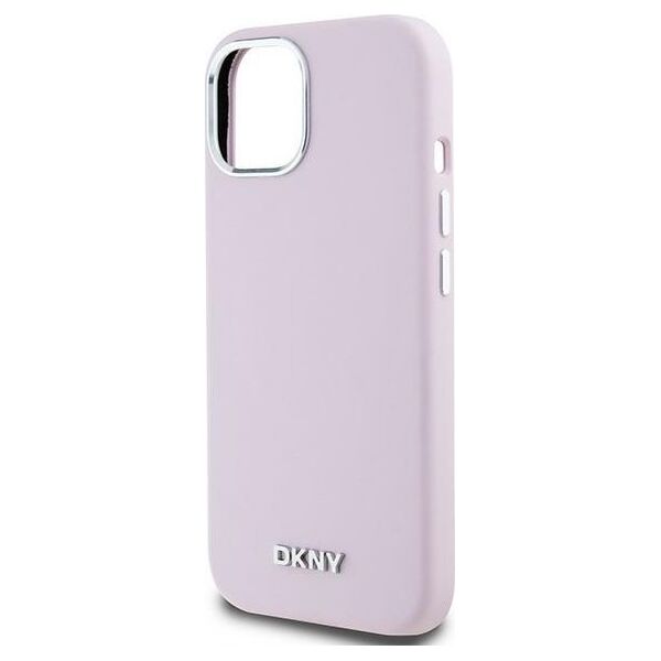 DKNY DKNY Liquid Silicone Small Metal Logo MagSafe - Etui iPhone 15 / 14 / 13 (różowy)