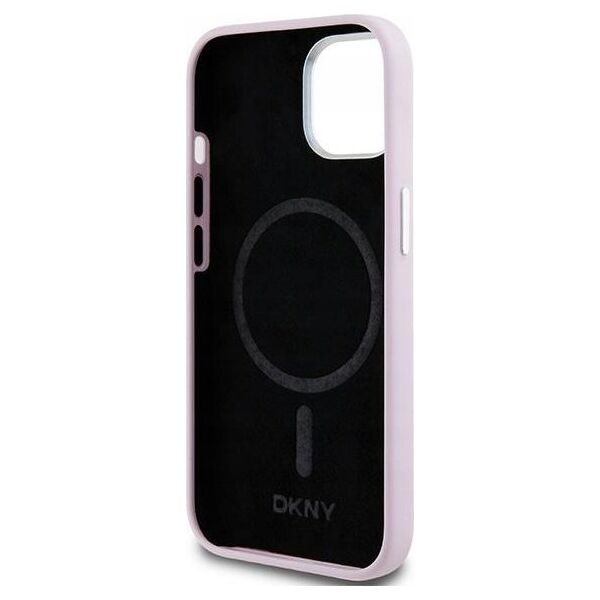 DKNY DKNY Liquid Silicone Small Metal Logo MagSafe - Etui iPhone 15 / 14 / 13 (różowy)