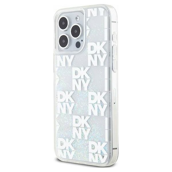 DKNY DKNY Liquid Glitter Multilogo - Etui iPhone 15 Pro Max (biały)