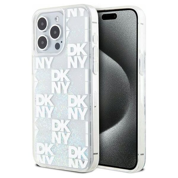 DKNY DKNY Liquid Glitter Multilogo - Etui iPhone 15 Pro Max (biały)