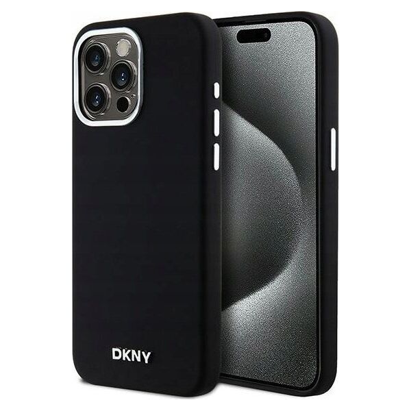 DKNY DKNY Liquid Silicone Small Metal Logo MagSafe - Etui iPhone 15 Pro Max (czarny)