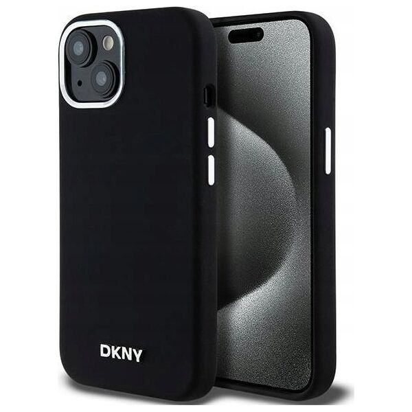 DKNY DKNY Liquid Silicone Small Metal Logo MagSafe - Etui iPhone 15 Plus / 14 Plus (czarny)