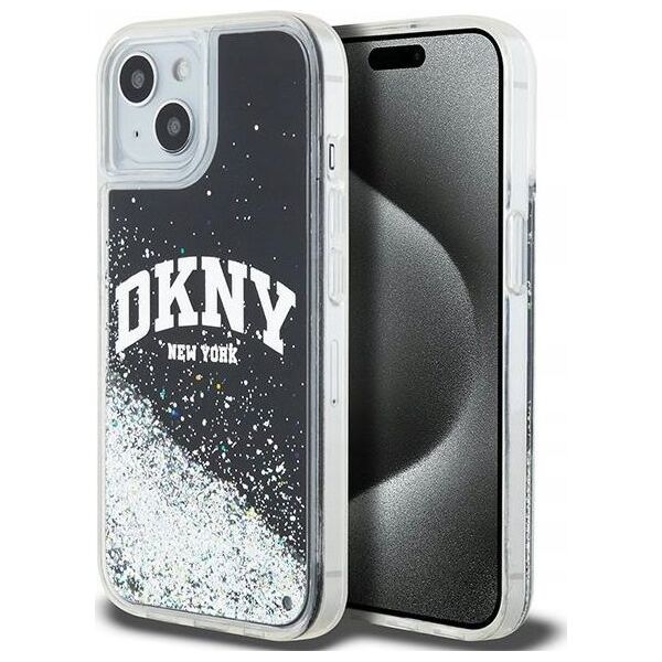 DKNY DKNY Liquid Glitter Big Logo - Etui iPhone 14 / 15 / 13 (czarny)