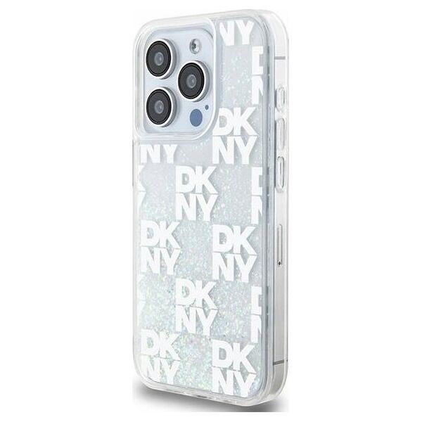 DKNY DKNY Liquid Glitter Multilogo - Etui iPhone 15 Pro (biały)