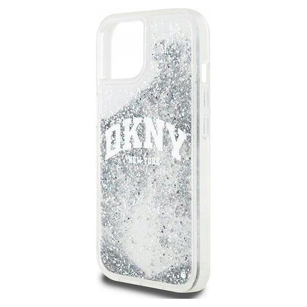 DKNY DKNY Liquid Glitter Big Logo - Etui iPhone 15 / 14 / 13 (biały)
