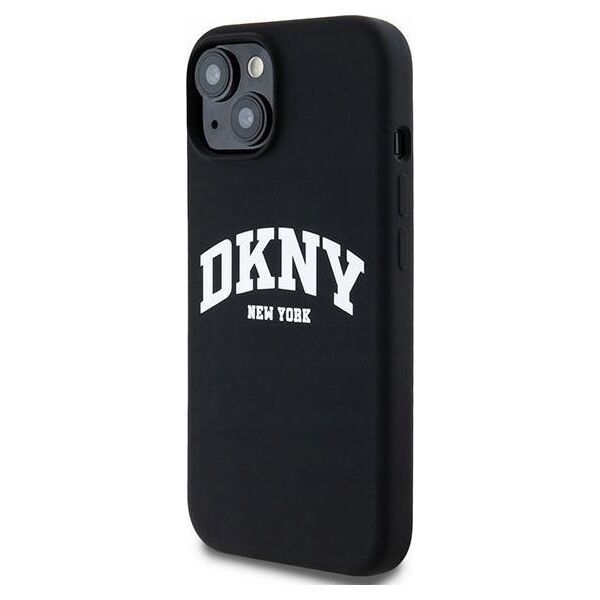 DKNY DKNY Liquid Silicone White Printed Logo MagSafe - Etui iPhone 14 / 15 / 13 (czarny)