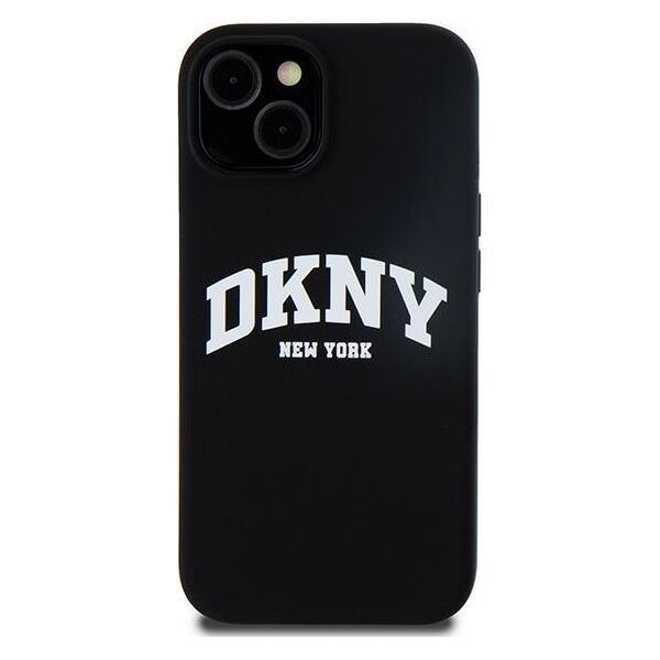 DKNY DKNY Liquid Silicone White Printed Logo MagSafe - Etui iPhone 14 / 15 / 13 (czarny)
