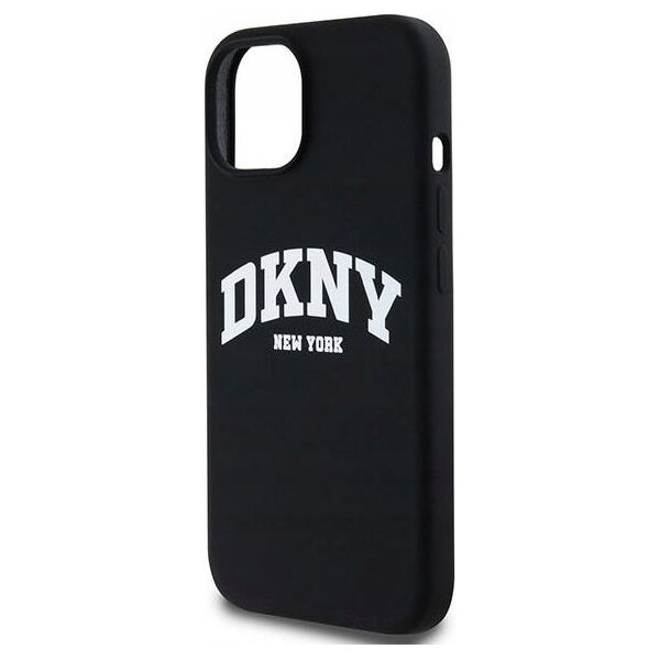 DKNY DKNY Liquid Silicone White Printed Logo MagSafe - Etui iPhone 14 / 15 / 13 (czarny)