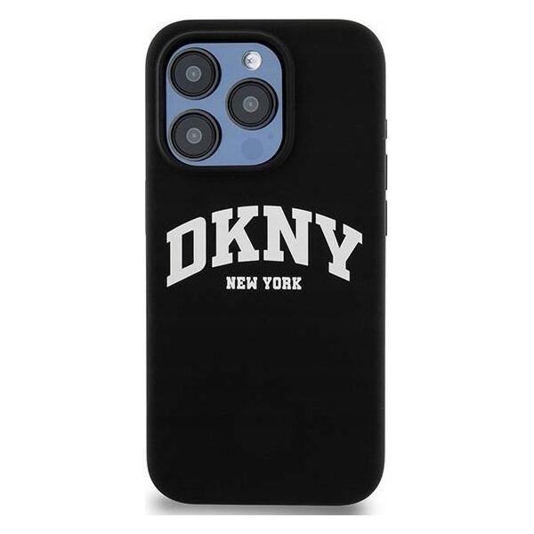 DKNY DKNY Liquid Silicone White Printed Logo MagSafe - Etui iPhone 13 Pro (czarny)